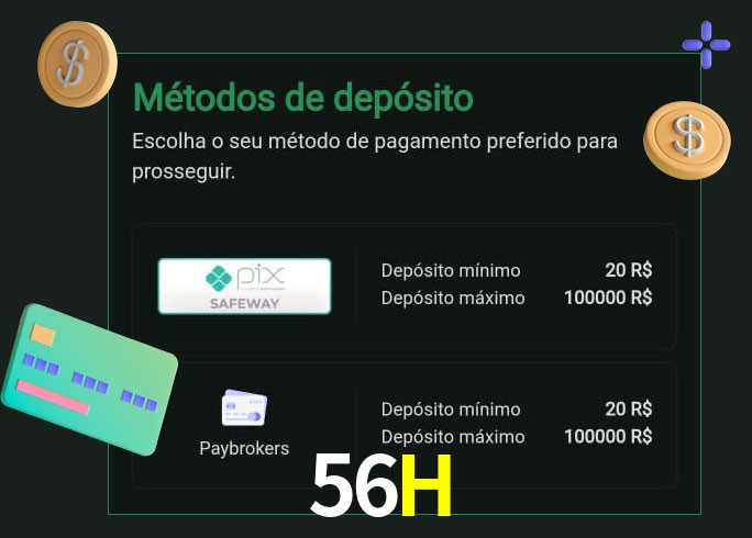 O cassino 56H oferece uma grande variedade de métodos de pagamento